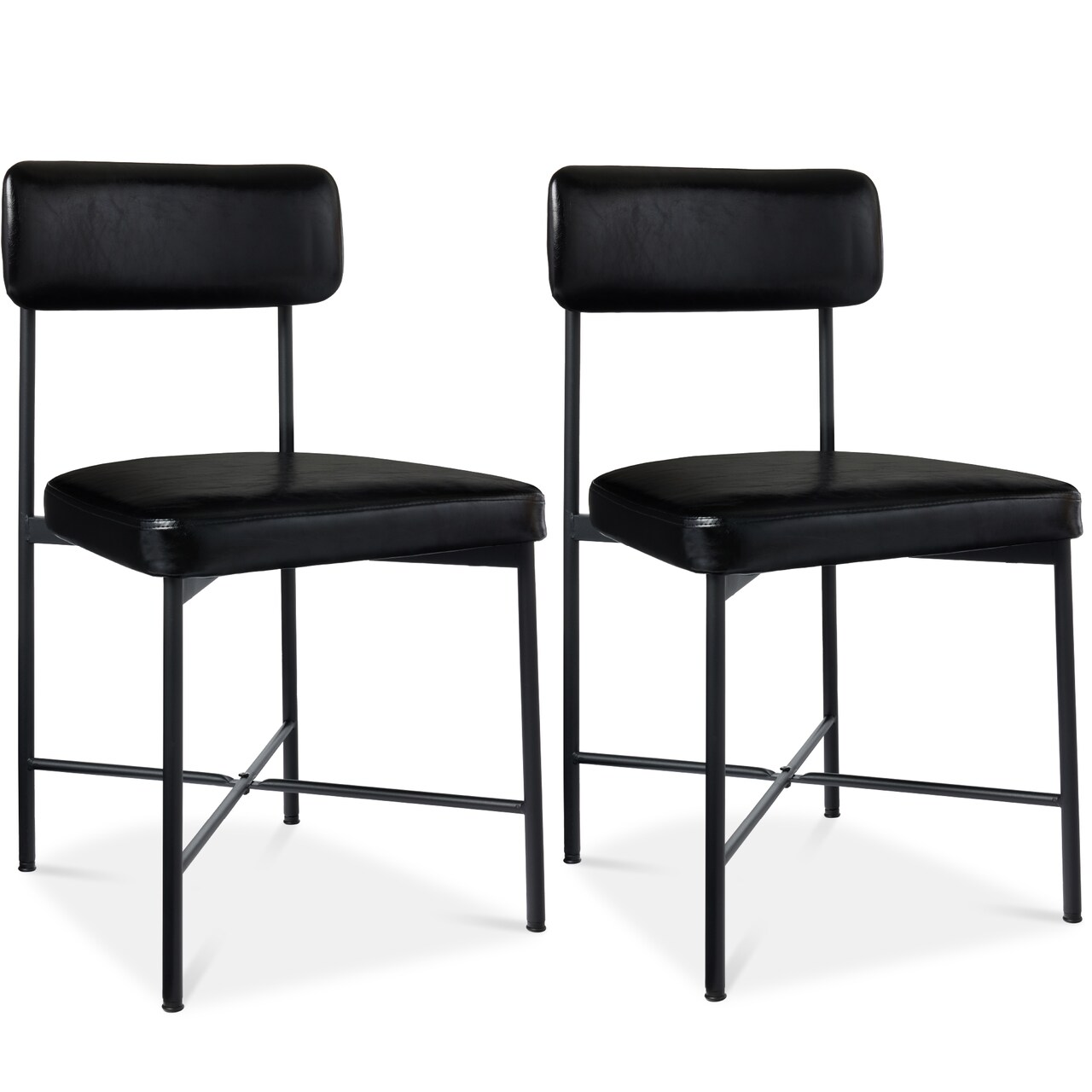 Best Choice Products Faux Leather Dining Chair Set of 2, Standard Height w/ Metal Frame